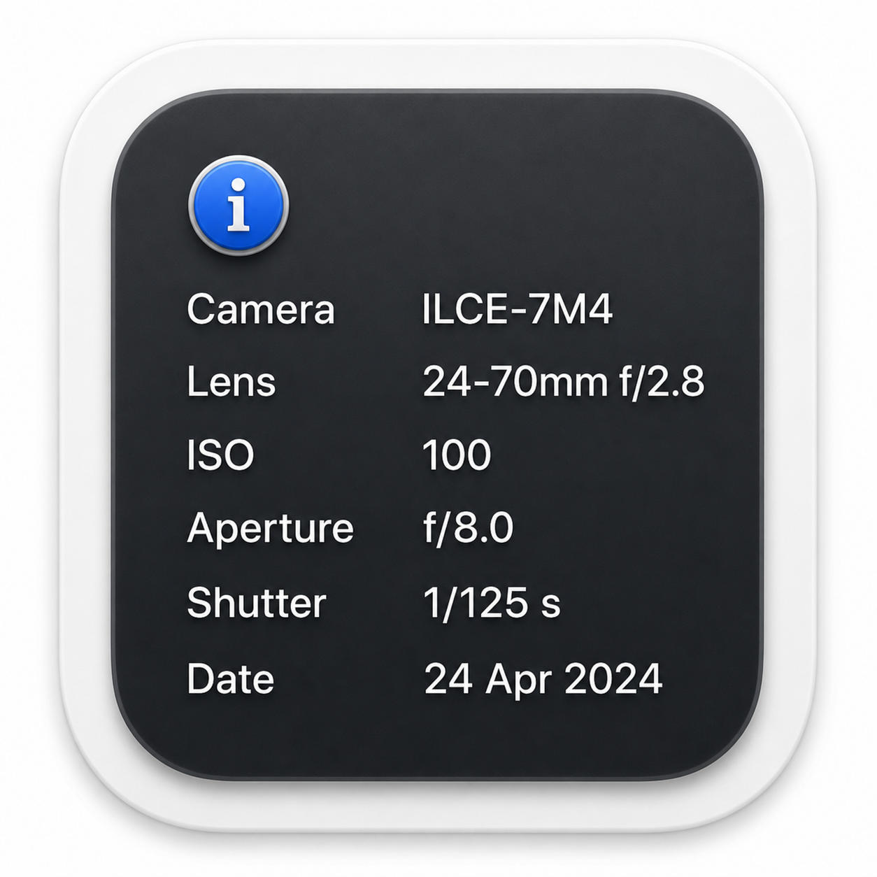 The PX7 Image Metadata app icon
